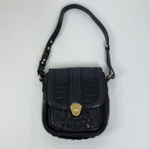 Vintage Brahmin Melbourne Black Alligator Croc Crossbody Bag